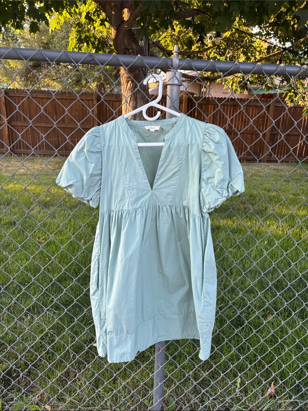 Elan Mint Green Puff Sleeve Mini Dress